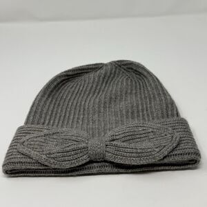 KATE SPADE POINTY BOW WOOL BLEND BEANIE HEATHER GRAY OS